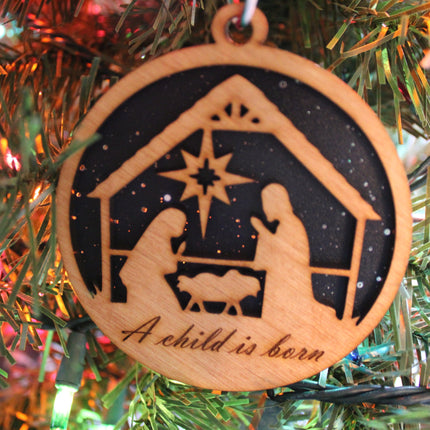 A Child Is Born Christmas Ornament