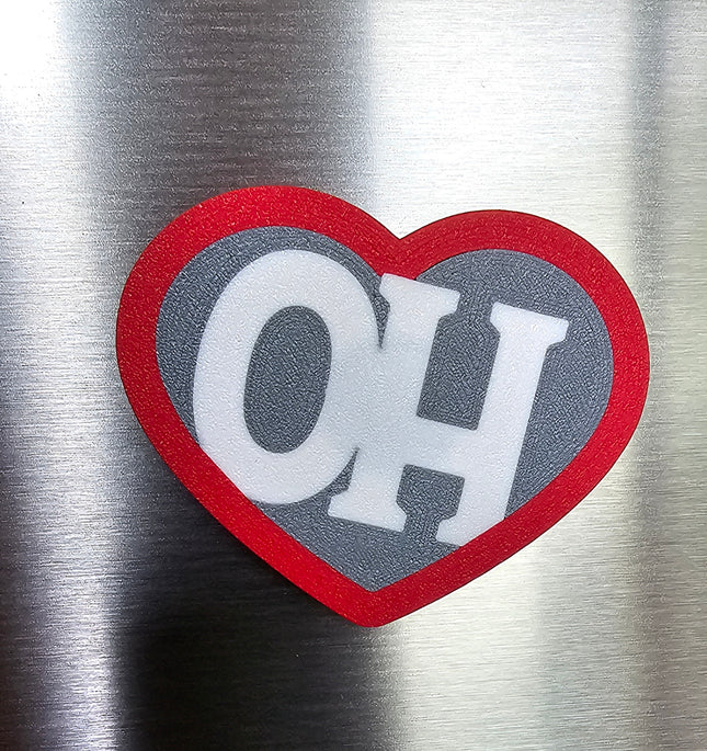 Ohio Heart Magnet, 3D Printed