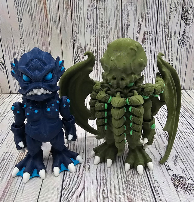 3D Printed Cthulhu and Sea Monster