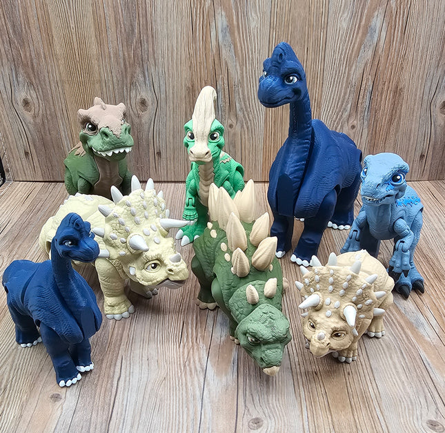 3D Printed Articulated Dinosaur Collection – Poseable T-Rex, Velociraptor, Triceratops, Brachiosaurus & More