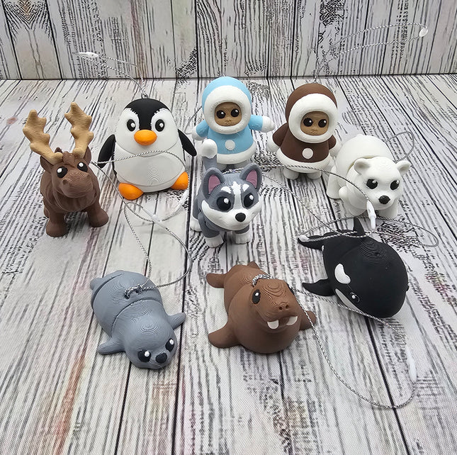 Arctic Friends 3D Printed Ornament Collection