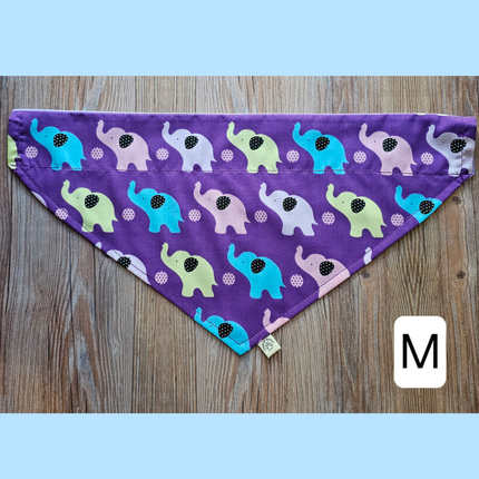 Reversible, Over The Collar, Pet Bandana - Elephants