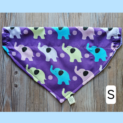 Reversible, Over The Collar, Pet Bandana - Elephants