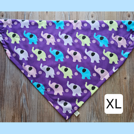 Reversible, Over The Collar, Pet Bandana - Elephants