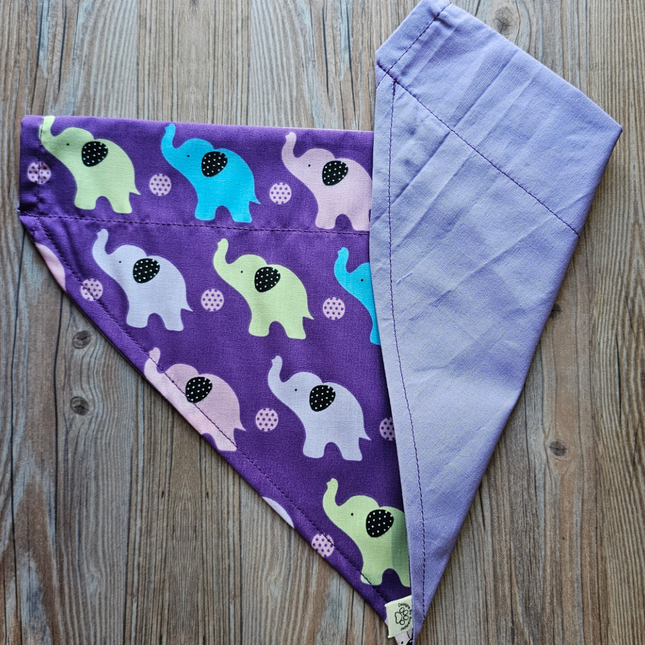 Reversible, Over The Collar, Pet Bandana - Elephants