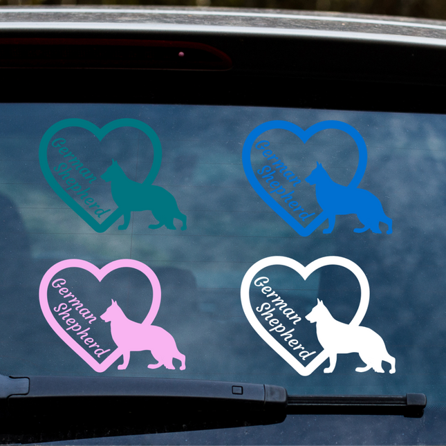 German Shepherd w/ Heart Vinyl Decal