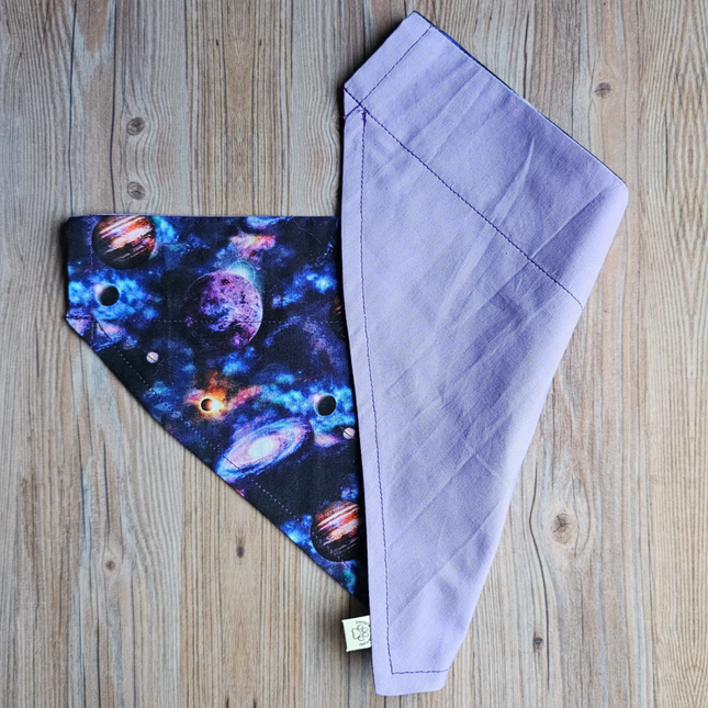 Reversible, Over The Collar, Pet Bandana - Galaxy