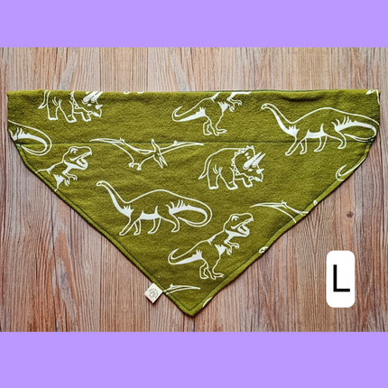 Reversible, Over The Collar, Pet Bandana - Dinosaurs (Glow In The Dark)