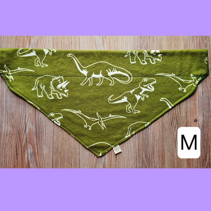 Reversible, Over The Collar, Pet Bandana - Dinosaurs (Glow In The Dark)