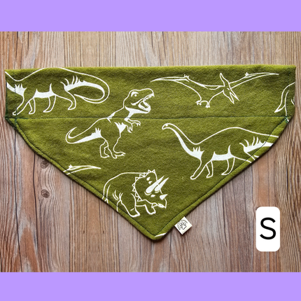 Reversible, Over The Collar, Pet Bandana - Dinosaurs (Glow In The Dark)