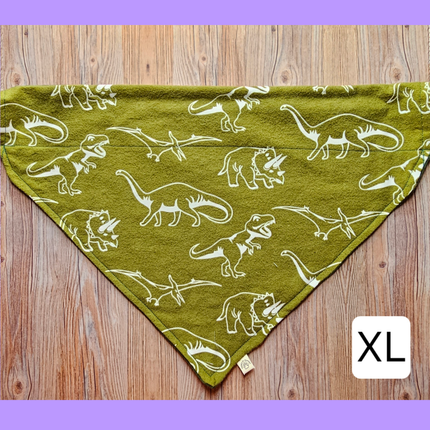 Reversible, Over The Collar, Pet Bandana - Dinosaurs (Glow In The Dark)