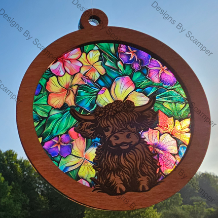 Highland Cow Acrylic Suncatcher