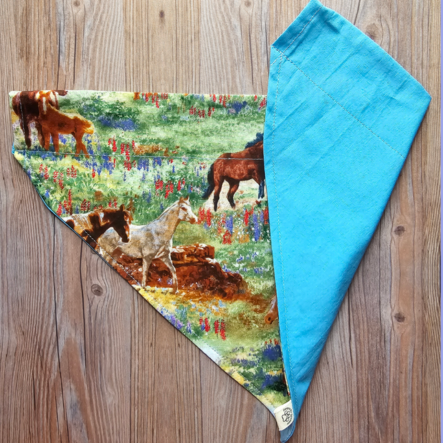 Reversible, Over The Collar, Pet Bandana - Horses