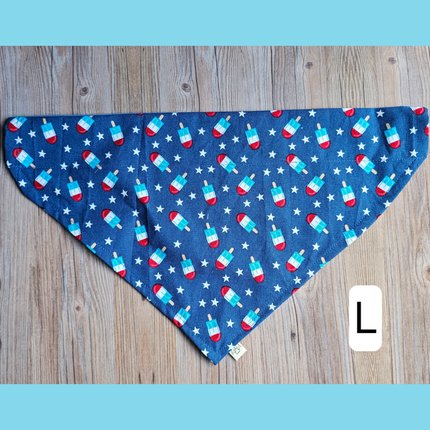 Reversible, Over The Collar, Pet Bandana - Patriotic Popsicles