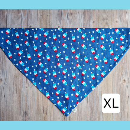 Reversible, Over The Collar, Pet Bandana - Patriotic Popsicles