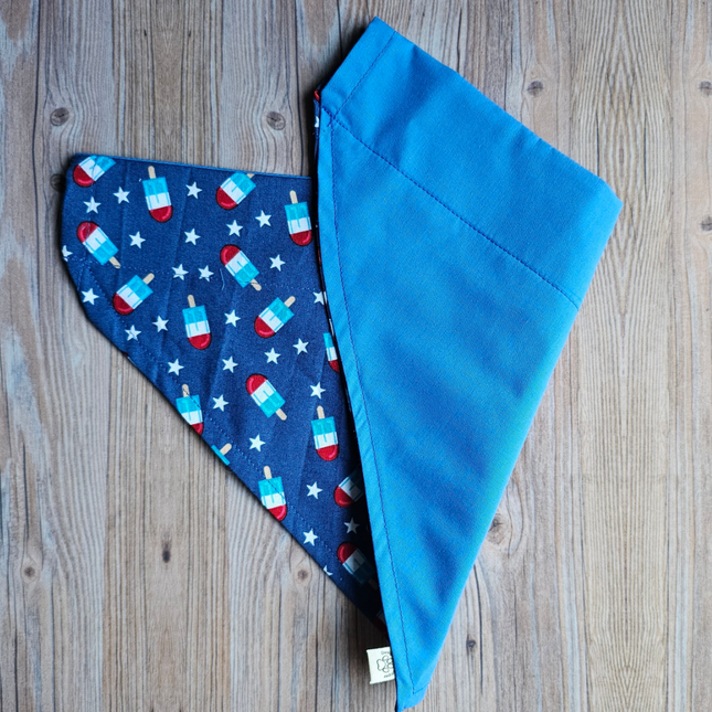 Reversible, Over The Collar, Pet Bandana - Patriotic Popsicles