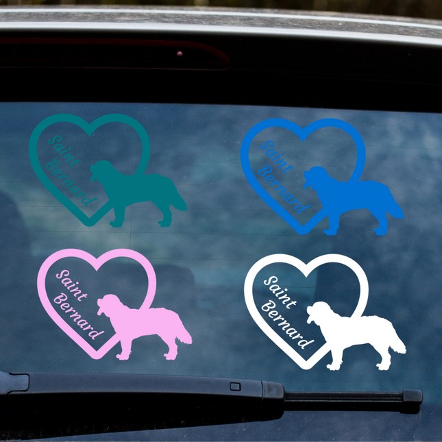 Saint Bernard w/ Heart Vinyl Decal