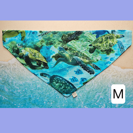 Reversible, Over The Collar, Pet Bandana - Sea Turtles