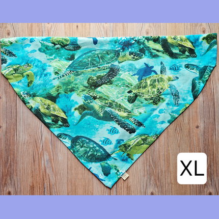 Reversible, Over The Collar, Pet Bandana - Sea Turtles