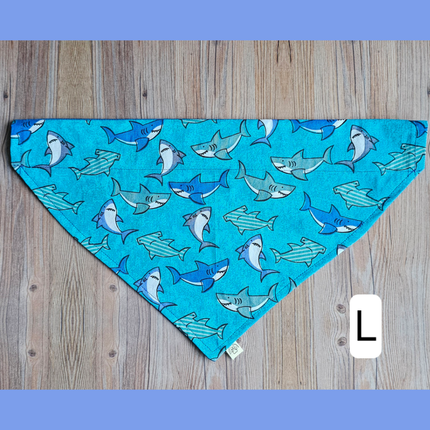 Reversible, Over The Collar, Pet Bandana - Sharks