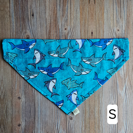 Reversible, Over The Collar, Pet Bandana - Sharks