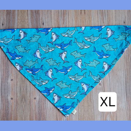 Reversible, Over The Collar, Pet Bandana - Sharks