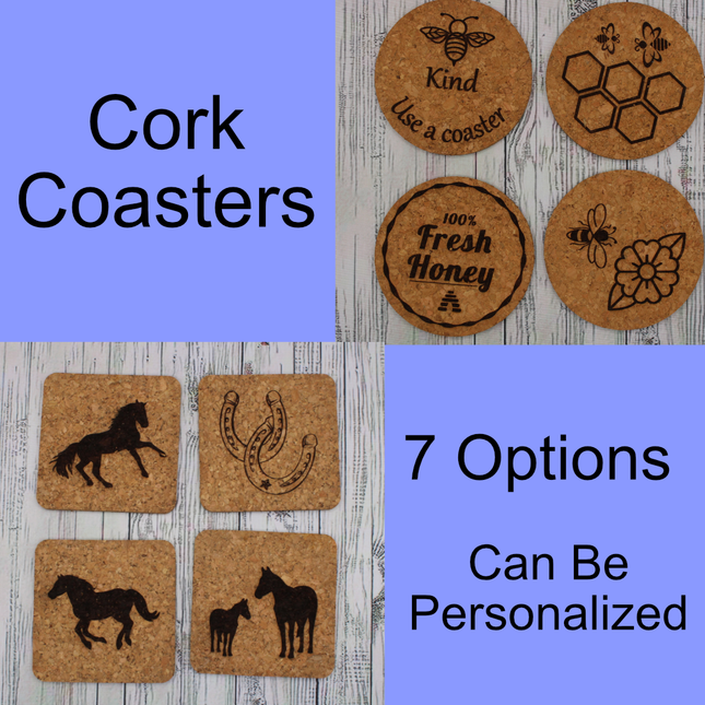 Laser Engraved Cork Coasters