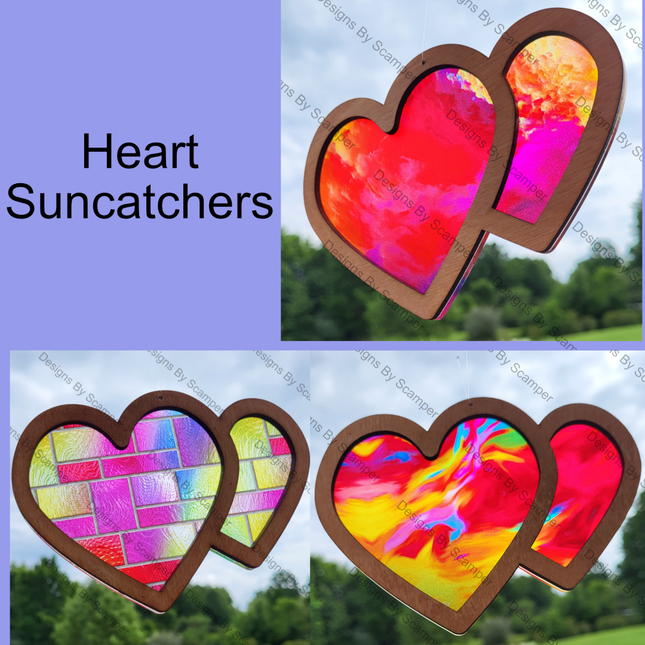 Heart Acrylic Suncatcher w/ Wood Overlay (3 varieties)