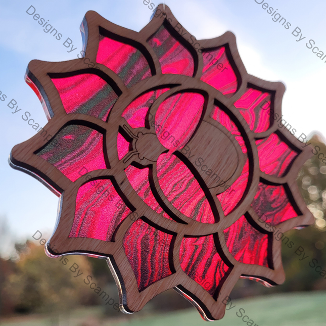 DISCONTINUED Ladybug Acrylic Suncatcher w/Wood Overlay