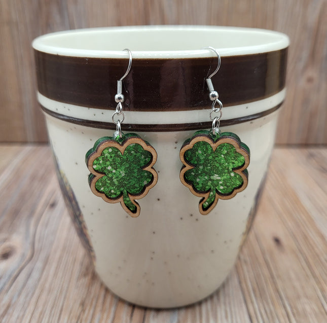 Mini 4 Leaf Clover Suncatcher Dangle Earrings