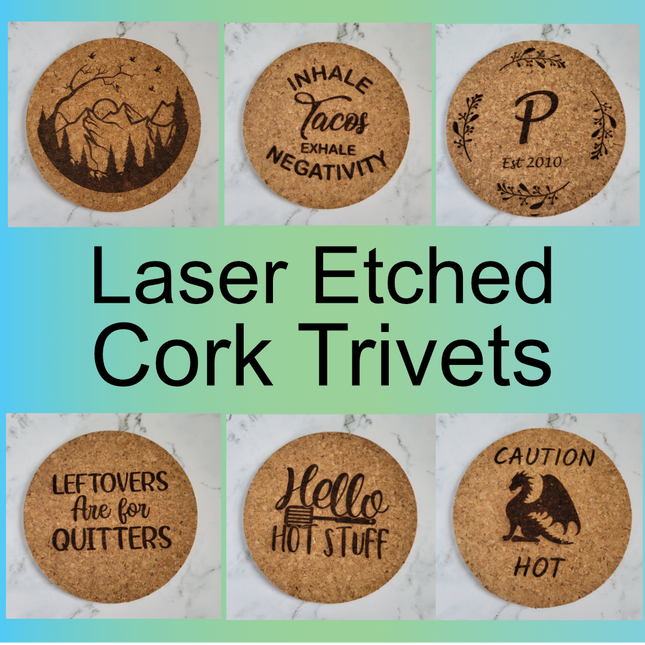 Laser Etched Cork Trivets