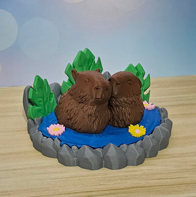 Capybara Couple In Pond Home Decor