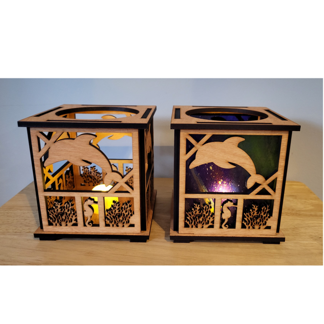 Dolphin Wooden Lantern – Coastal-Inspired Décor