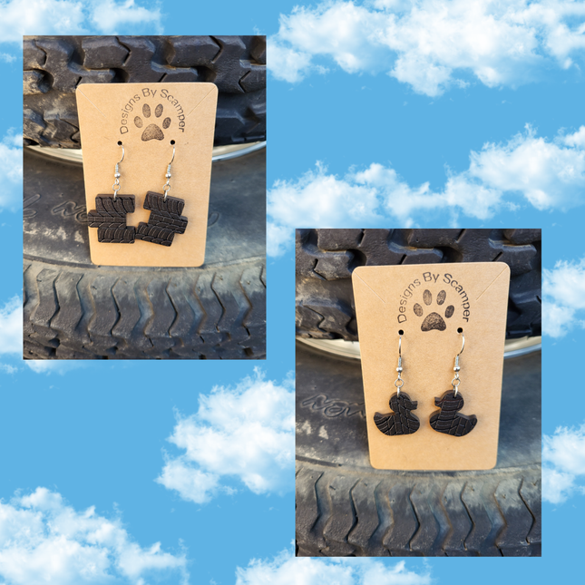 Tire Tread Dangle Earrings