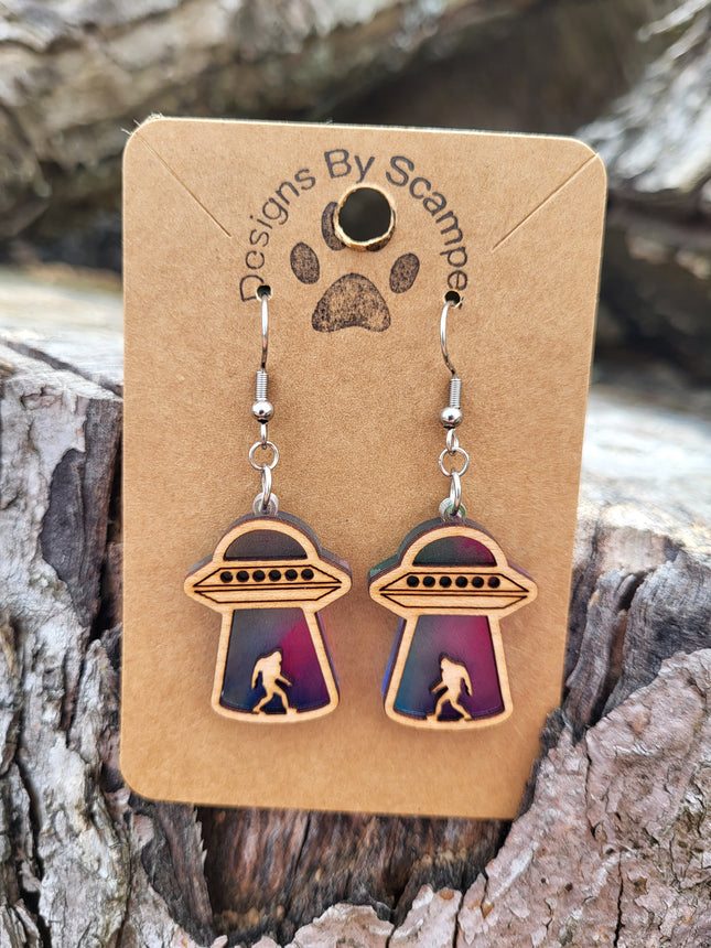 Mini Bigfoot Suncatcher Dangle Earrings