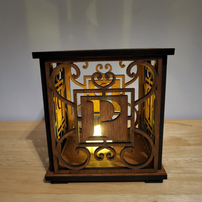 Personalized Monogram Wooden Lantern – Elegant, Custom Décor