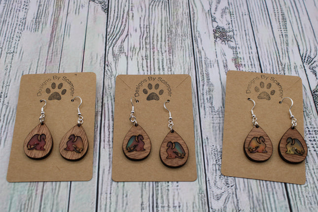 Assorted Teardrop Earrings w/ Wood Trim