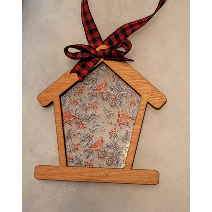 Birdhouse w/ Cardinals Ornament