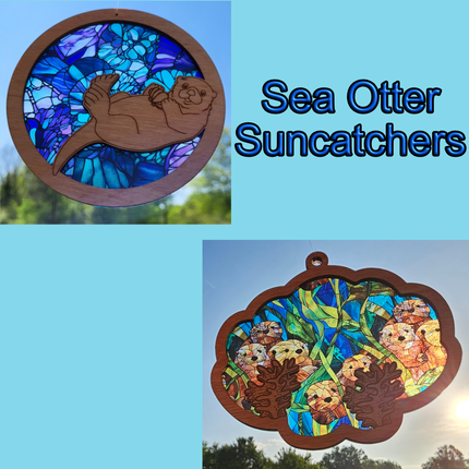 main image for listing that shows both variations of sea otter suncatchers.