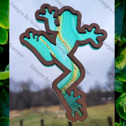 DISCONTINUED Tree Frog Acrylic Suncatcher w/ Wood Overlay